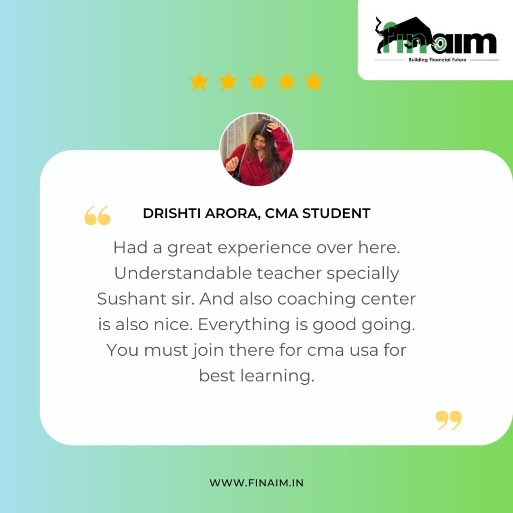 5 star review for FINAIM best US CMA coaching coaching in Delhi